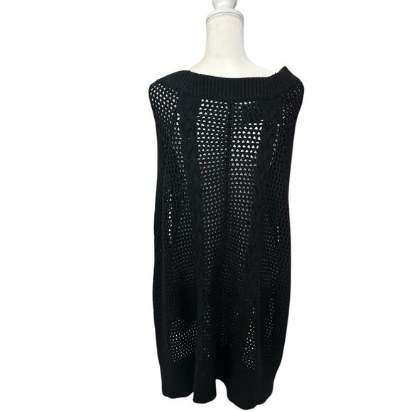 Allsaints Open Knit Erbus Black Pullover Hi Low Cape Size 4 - 6 Small - Picture 4 of 11